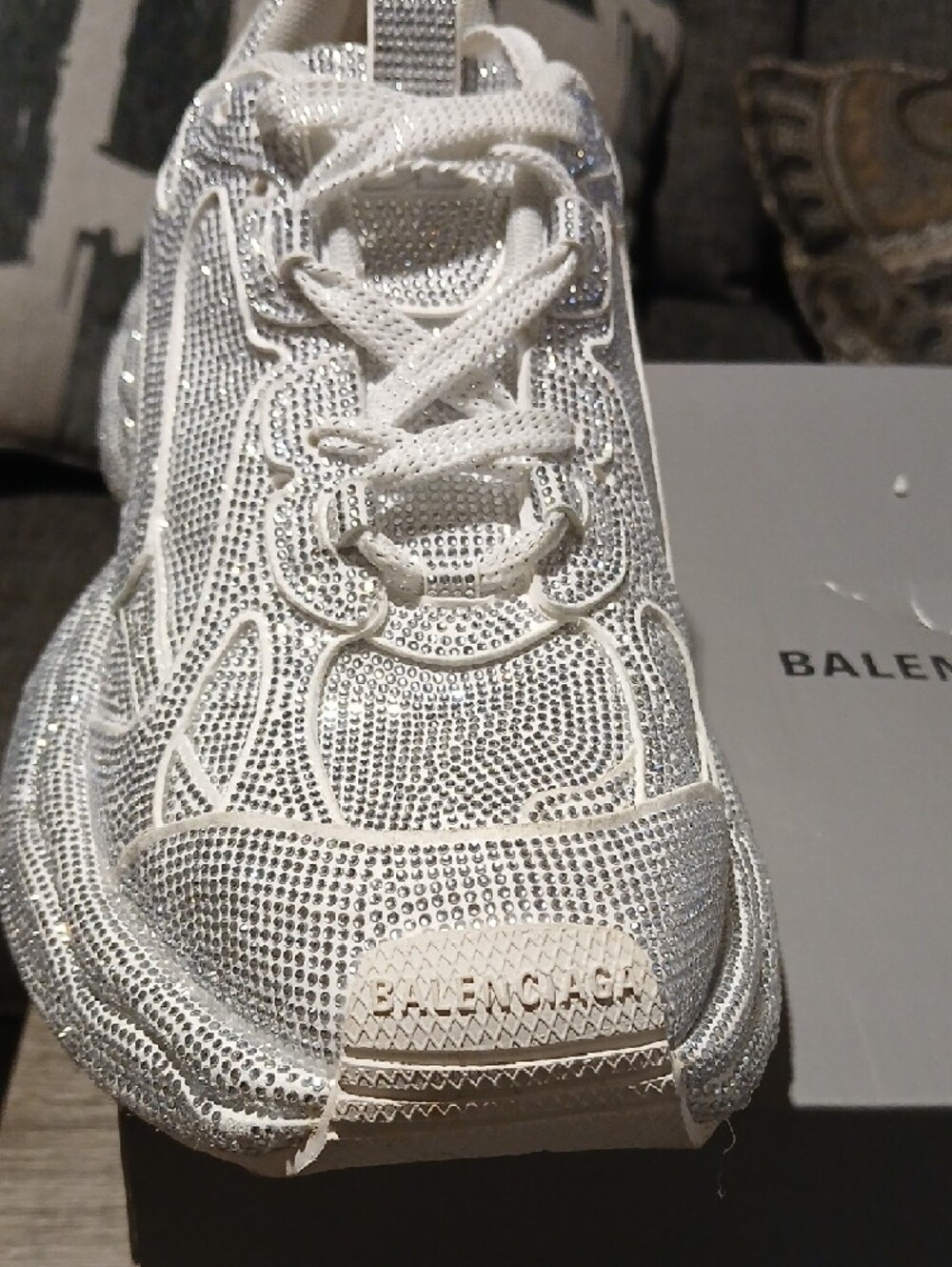 ✨ Balenciaga 3XL “Rhinestones” Low Top Sneakers – Crystal / Light Grey ✨ EU 40 - Picture 3 of 13